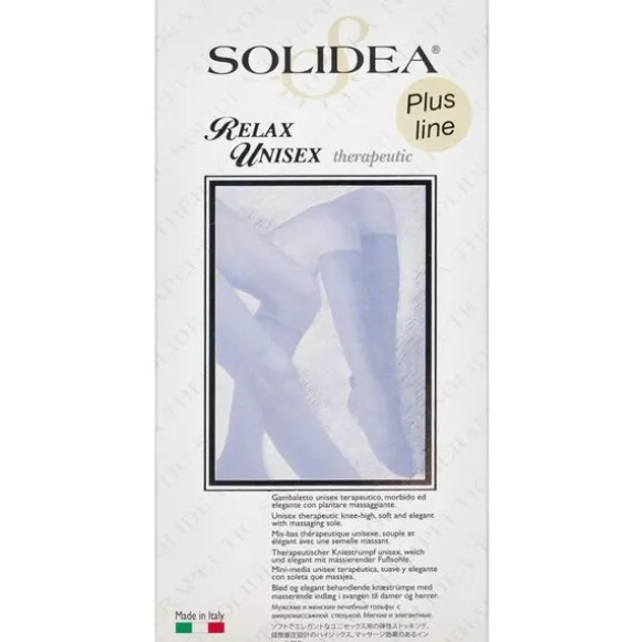 SOLIDEA RELAX UNISEX THERAPEUTIC STRØMPE (NATUR MED ÅBEN TÅ STR. L+)