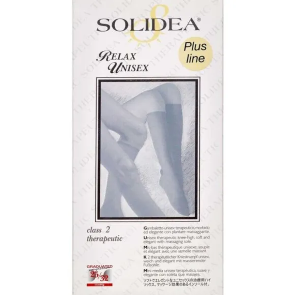 SOLIDEA RELAX UNISEX THERAPEUTIC STRØMPE (NATUR MED ÅBEN TÅ STR. L)